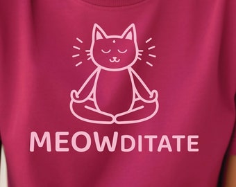 Cat Meditation T-Shirt: Meowditate Graphic Tee, Cat Lover Gift