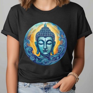 Buddha Head, Buddha tshirt, Buddhism, Meditating Buddha, Buddhist, Buddhist Art, Yoga Gift, Spiritual gift, Happy Buddha shirt, Zen
