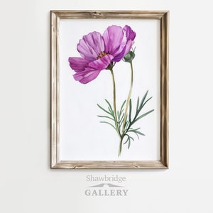 Vintage Purple Flower Digital Wall Art Print, Botanical Downloadable Decor, Printable Wall Art