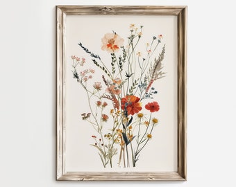 Vintage Wildblumen Druck - Rustikale Cottage Wand Kunst (Digitaler Download)