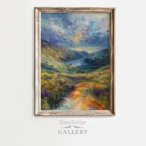 Vibrant Scottish Glen Oil Painting, Springtime Digital Download, DIGITAL PRINT Wall Art