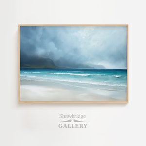 Scottish Island Beach Scene Oil Painting DIGITAL PRINT Wall Art, vintage oil painting, Scotland painting, Hebrides wall art