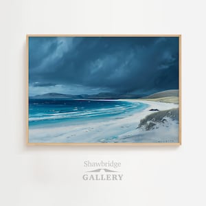 Scottish Island Beach Oil Painting DIGITAL PRINT Wall Art, vintage oil painting, Scotland painting, Hebrides wall art