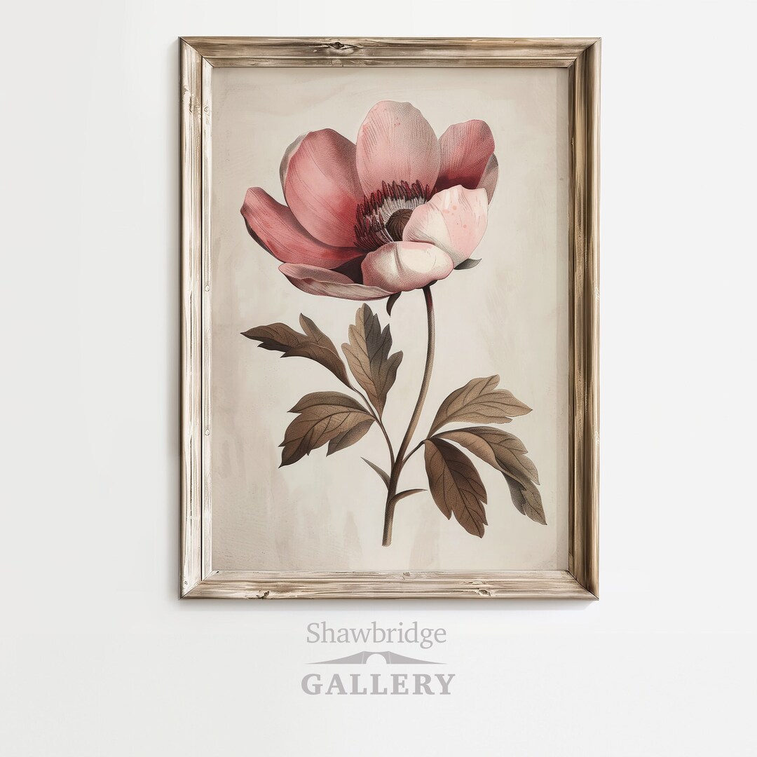 Vintage Pink Flower Wall Art - Instant Download Beauty for Vintage Home ...