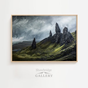 Old Man of Storr, Isle of Skye, Scottish Landscape, Vintage Oil Painting, DIGITAL PRINT Wall Art, Scottish Painting, Highland Wall Art