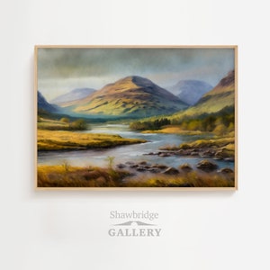 Scottish Highland Landscape Oil Painting DIGITAL PRINT Wall Art, vintage oil painting, Scotland painting, highlands wall art