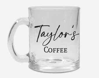 GLASS MUG Personalized Name Coffee Mug, Tea Mug