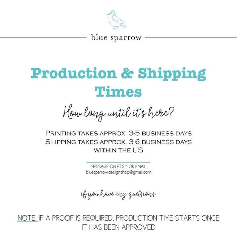 Production and shipping times