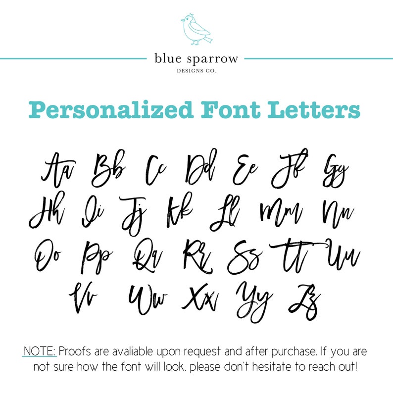 Personalized name font letters