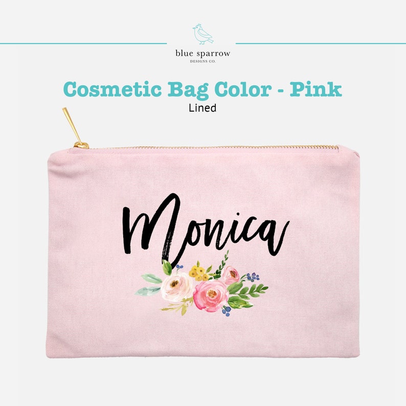 Lined cosmetic bag in pink color