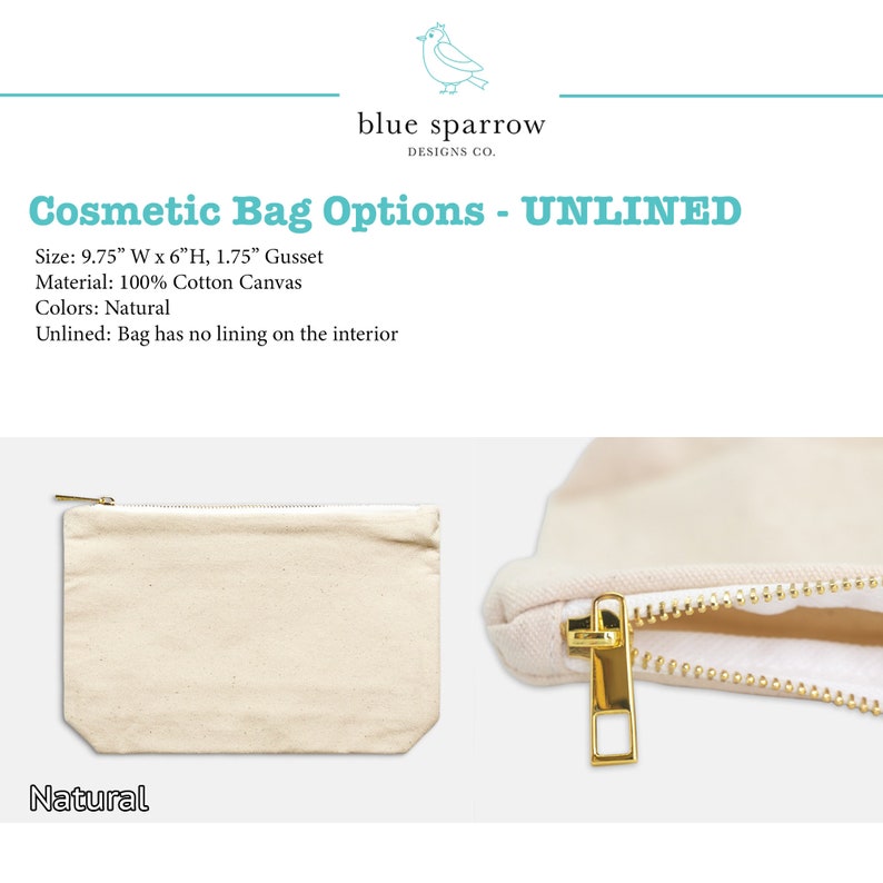 Unined cosmetic bag color options and details