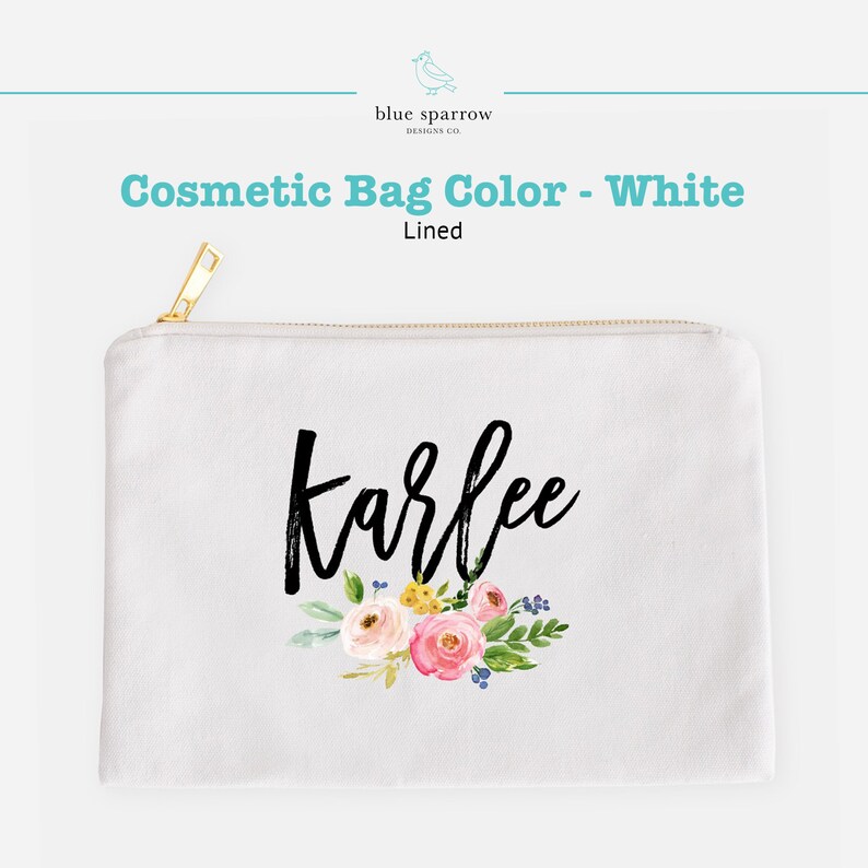 Lined cosmetic bag in white color