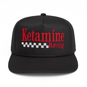 Ketamine Racing Embroidered Snapback Hat: Retro Rave Party Hat