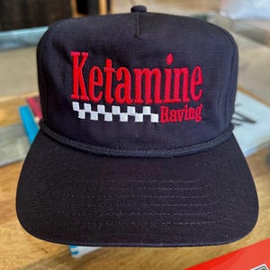 Ketamine Rave Racing Hat, retro SnapBack western style hat, party hat, for festivals, raves, techno, house music and Ibiza