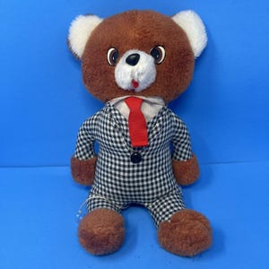 Commonwealth Stuffed Talking Teddy 13" Plush Vtg 1977 Stuffed Animal Pull String