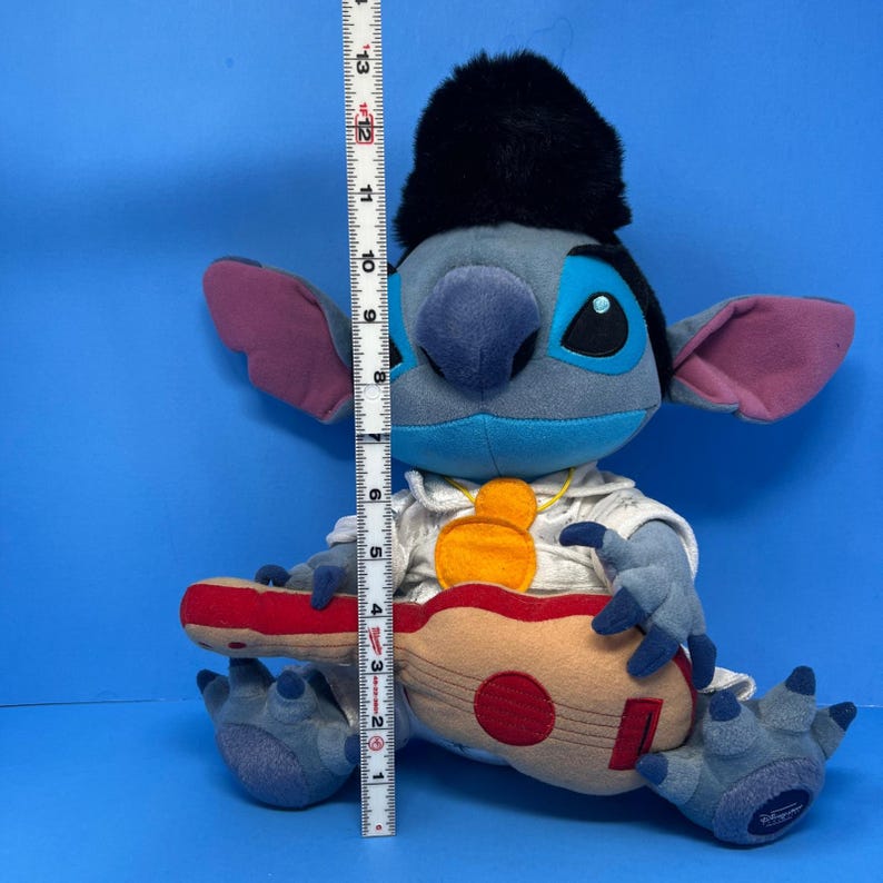 Disney Pluszowy Niebieski Elvis Presley Lilo i Stich Pluszowa Gitara Rock N Roll Ekskluzywna zdjęcie 9