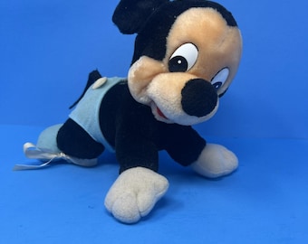 Pluszowa Myszka Miki Disney Baby 10 cali czerwono-czarno-żółta Vtg 1984 pluszowe zwierzę