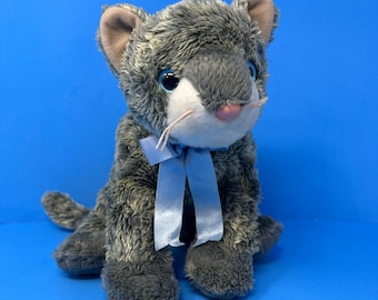 Peluche gatto Ty Frisco da 30 cm, grigio con occhi azzurri, della linea Beanie Buddies, edizione limitata 2003.