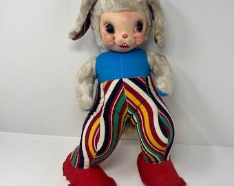 ラシュトン バニー ラビット イースター ぬいぐるみ ラバーフェイス マルチカラー ストライプ ヴィンテージ ぬいぐるみ