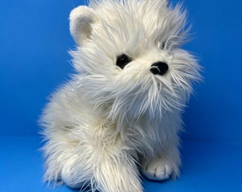 Peluche TY Classic McDougal, cane Scottish Terrier bianco da 25 cm, edizione limitata 2001, a pelo lungo.