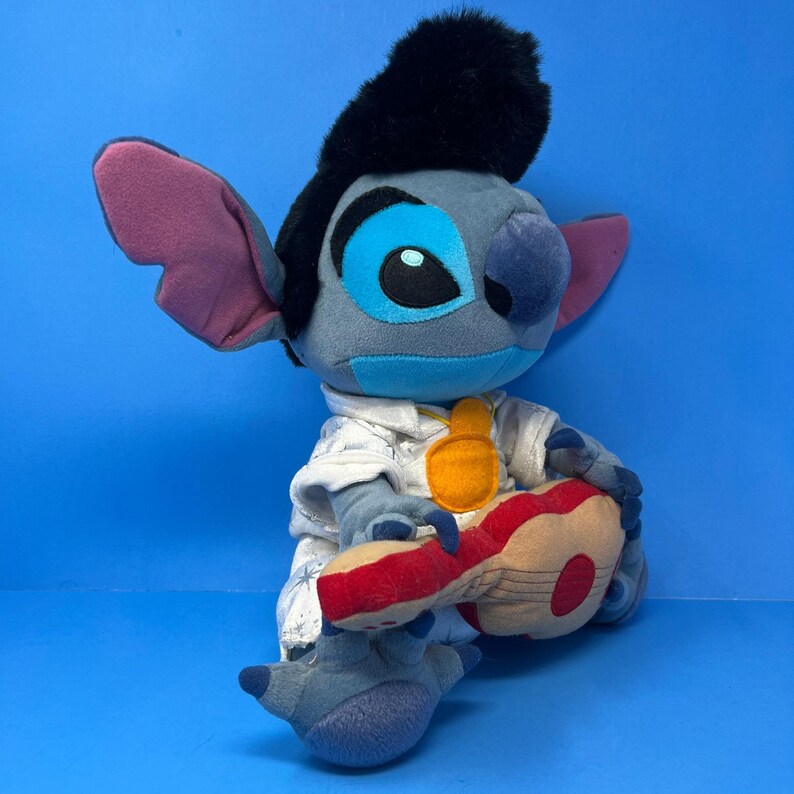 Disney Pluszowy Niebieski Elvis Presley Lilo i Stich Pluszowa Gitara Rock N Roll Ekskluzywna zdjęcie 18