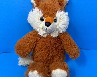 Peluche volpe Cuddly Friends da 20 cm, marrone e bianco, vintage 1997, morbido animale di peluche