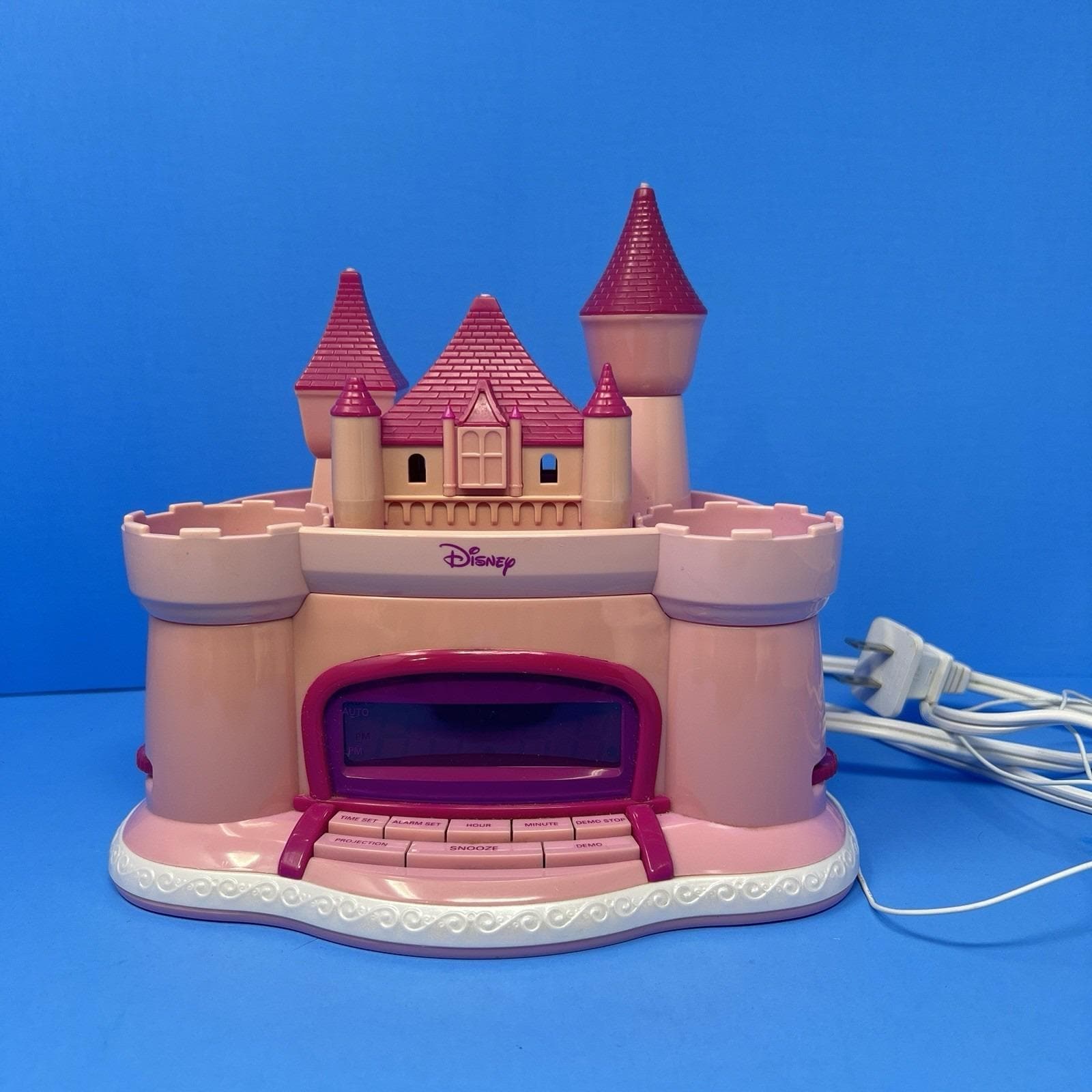 ちゃんJDL LED CLOCK① Disney Princess Castle Pink Alarm Clock Radio AM FM Music Kids