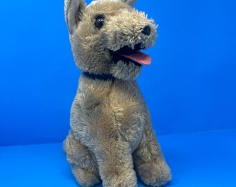 Peluche di pastore tedesco R Dakin, 23 cm, color marrone chiaro, vintage 1975, cane di peluche, Corea