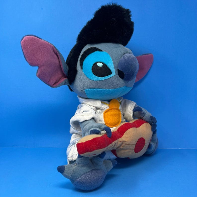 Disney Pluszowy Niebieski Elvis Presley Lilo i Stich Pluszowa Gitara Rock N Roll Ekskluzywna zdjęcie 2