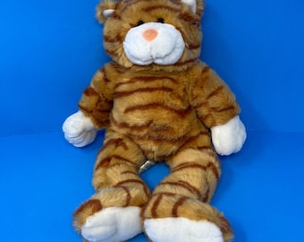 Build A Bear Peluche Gatto Tabby Arancione Vintage Anni '90 a Strisce Animale di Peluche da 14 pollici