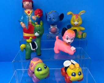 "Vintage Combex Squeaky Alpha Haustiere ""Wheel Pals"" Retro klassisches gemischtes Spielzeug Lot."