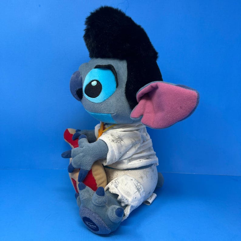Disney Pluszowy Niebieski Elvis Presley Lilo i Stich Pluszowa Gitara Rock N Roll Ekskluzywna zdjęcie 14