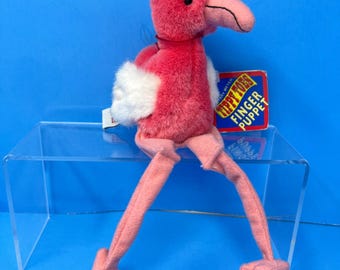 Mary Meyer Tippy Toes Finger Puppet Small Pink Flamingo Vintage 1995 con etichetta