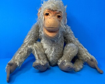 Peluche raro Steiff Parian Monkey Coco, 35,5 cm, beige, vintage, snodato, in mohair.