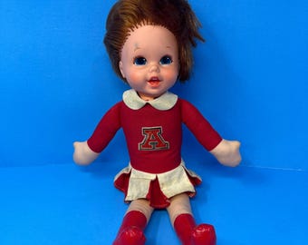Bambola cheerleader parlante Mattel Arkansas Razorbacks Rosso Bianco Vintage anni '70