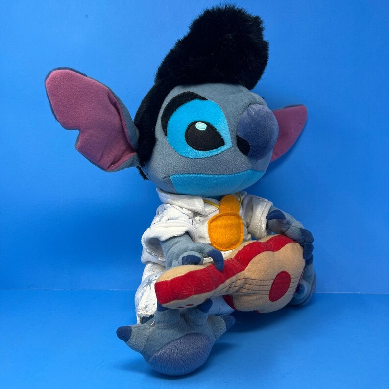 Disney Pluszowy Niebieski Elvis Presley Lilo i Stich Pluszowa Gitara Rock N Roll Ekskluzywna zdjęcie 11