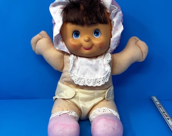Bambola My Diaper Baby di HK City Toys, 38 cm, rosa a pois, stile vintage anni '80, capelli castani.