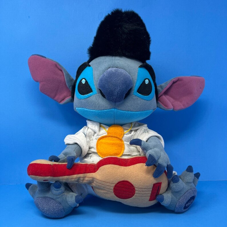 Disney Pluszowy Niebieski Elvis Presley Lilo i Stich Pluszowa Gitara Rock N Roll Ekskluzywna zdjęcie 16