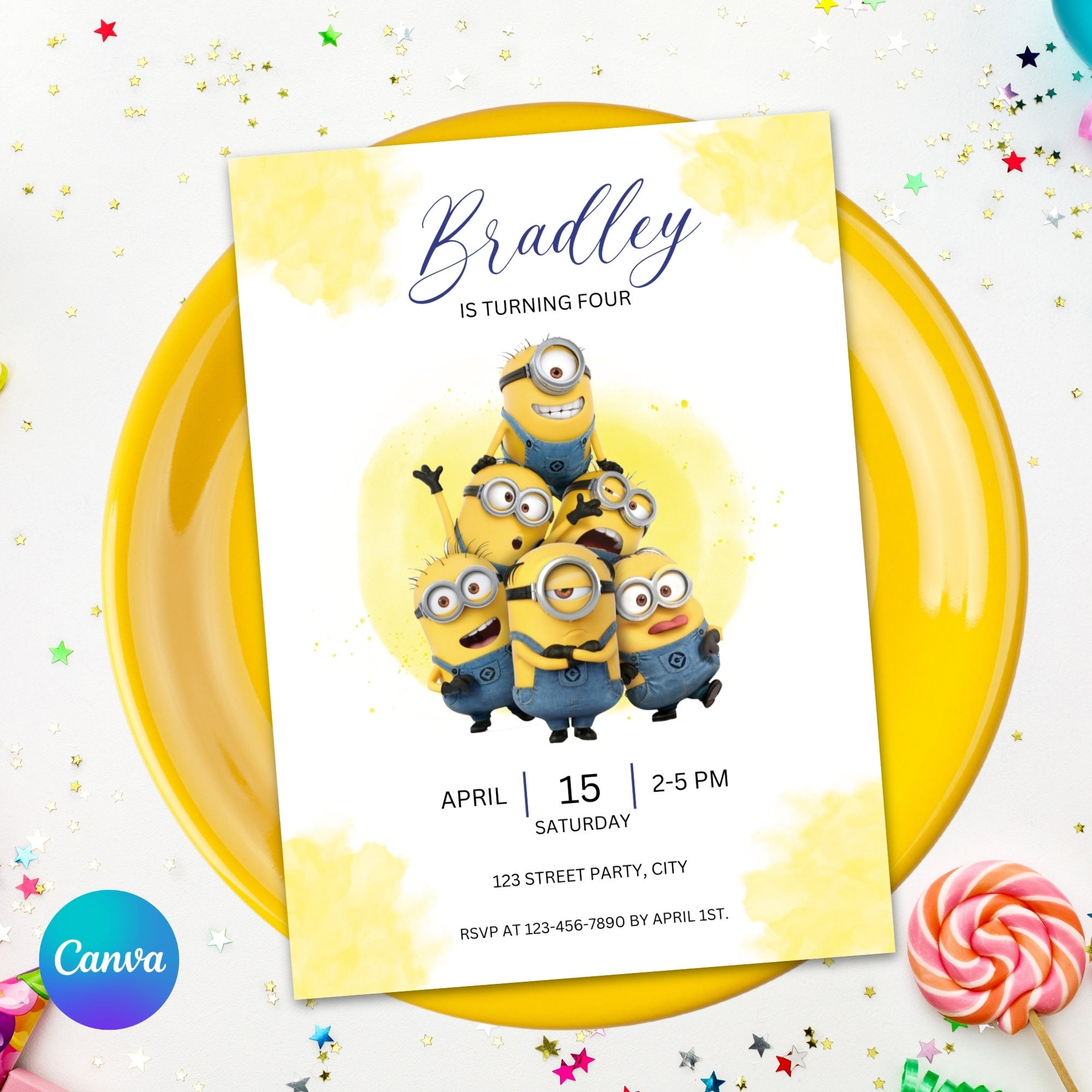 Editable Minions Invitation, Minions Birthday Invitation, Printable Editable Minions Invitation, Minions Birthday Invitation, Printable