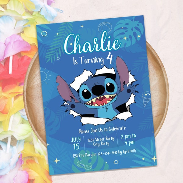 Editable Stitch Invitation, Stitch Birthday Invitation, Printable Invitation Lilo and Stitch, Stitch Invite, lilo and stitch party