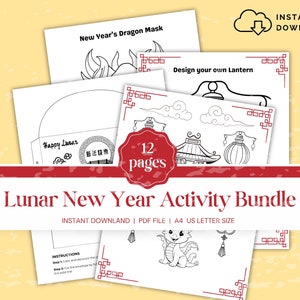 Chinese New Year Printable, Lunar New Year Activity Bundle, Year of the Dragon, Red Envelope