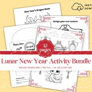 Chinese New Year Printable, Lunar New Year Activity Bundle, Year of the Snake, Red Envelope