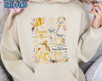 Retro Disney Princess Sweatshirt, Princess Hoodie, Beauty and The Beast, Disney Castle Hoodie, Disneyland Trip, Cute Disney Sweatshirt