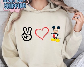 Sweat Disney Victory Heart Mouse, voyage Disneyland, sweat à capuche de vacances Disney World, t-shirt de famille assorti, t-shirt l'endroit le plus heureux de la terre