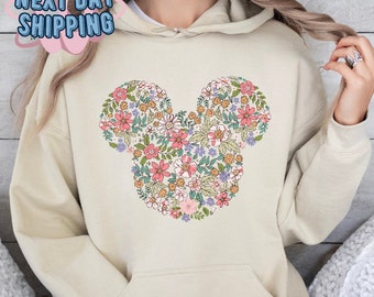 Floral Mouse Sweatshirt, Disney Garden Festival, Mouse Ears Hoodie, Flower Disney Sweatshirt, Gardener Gift, Botanical Disneyland Shirt