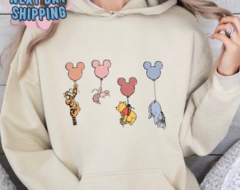 Mouse Balloons Sweatshirt,Disney Friends Hoodie,Disney Family Hoodie,Cute Bear Sweatshirt,Disney Bear,Mouse Ears Hoodie,Disneyworld