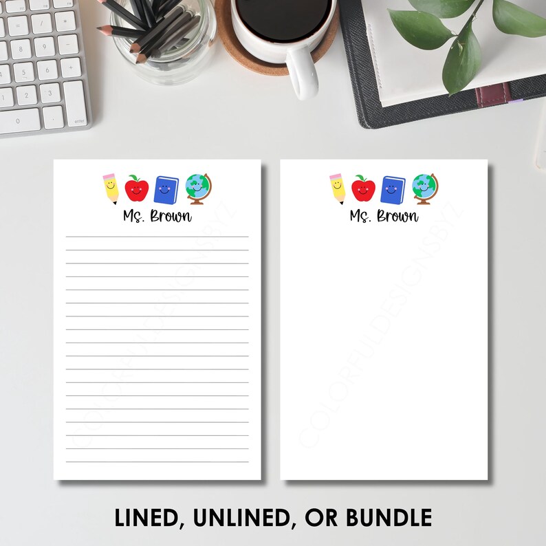 Personalized Teacher Notepad Custom Name Lined or Unlined Gift - Etsy