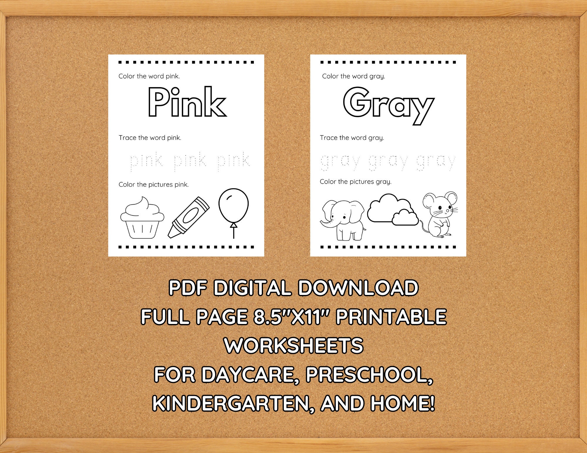 PRINTABLE Color Words Trace and Color Pages for Kids Printable Learning ...
