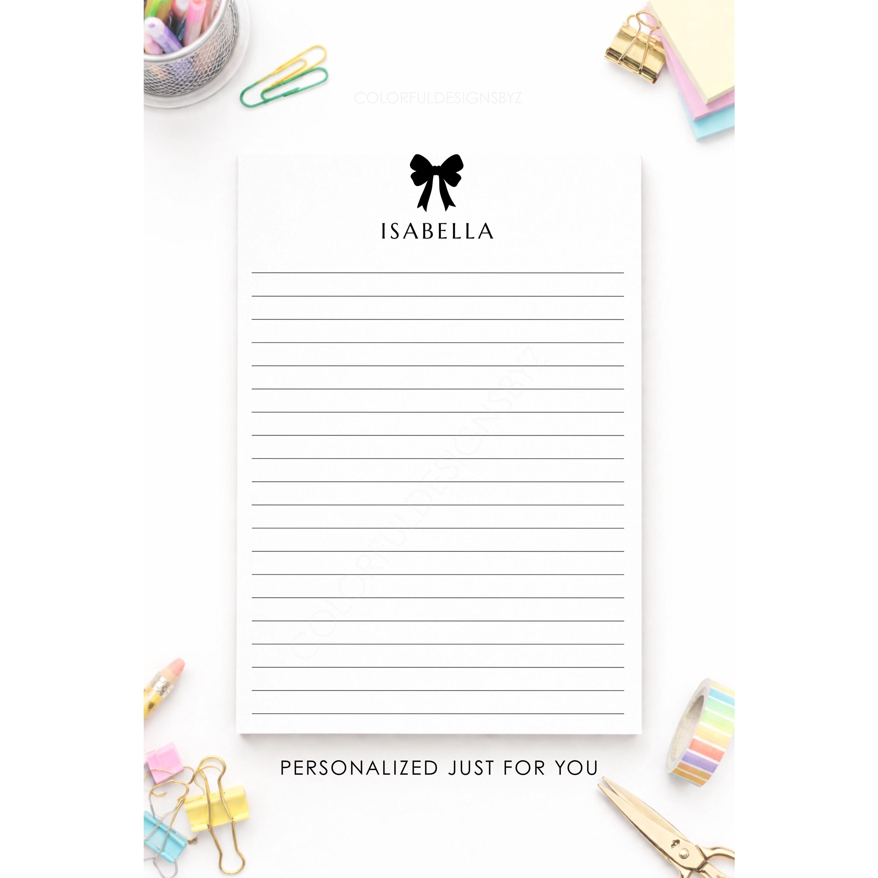 Personalized Bow Notepad, Custom Name Stationery, Cute Gift Notepad - Etsy