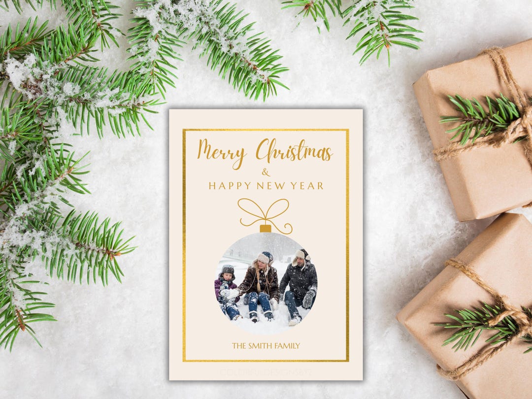 Editable Christmas Card Template Canva | 5x7 Holiday Photo Card ...